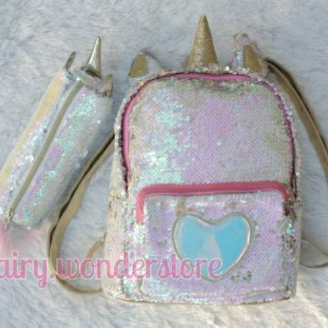  TAS  RANSEL ANAK PEREMPUAN TAS  UNICORN SEQUIN BACKPACK BISA 