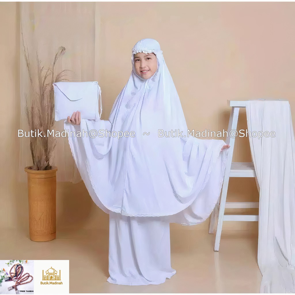 BUTIK.MADINAH MUKENA ANAK TANGGUNG SHEILA BALI POLOS RENDA