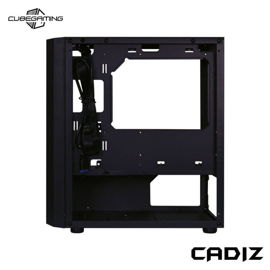 CUBE GAMING CADIZ Black - mATX - LEFT SIDE GLASS DOOR - Dust Filter - PSU Cover - Free 1 pcs RAINBOW