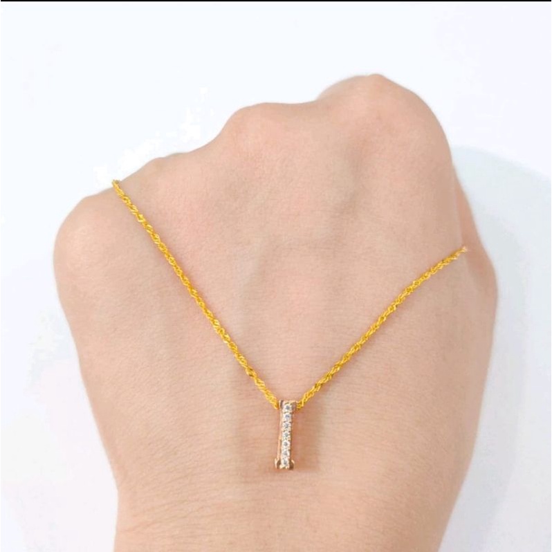 Set kalung dan liontin prilly huruf i elegant