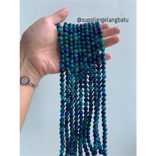 batu 8mm blue green chrysocolla bahan rangkai akik bacan biru hijau