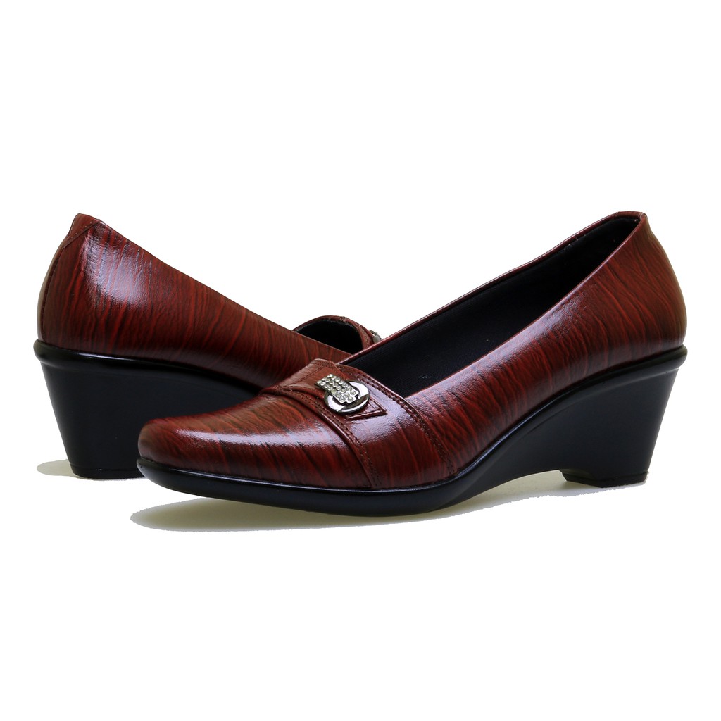 Sepatu Wanita Formal Pantofel Premium Maroon BM-05 Wedges Kerja &amp; Pesta Elegan