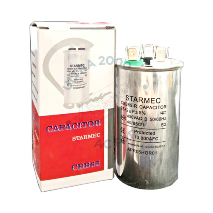 Capasitor 25uf + 2uF / Kapasitor Ac Tembaga Sharp ,Sanyo, Aqua, Denpo, Panasonic, Polytron, DLL Best