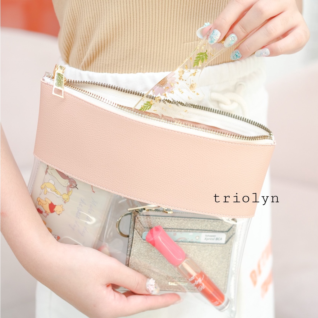 Clutch transparan (pouch transparan peach)