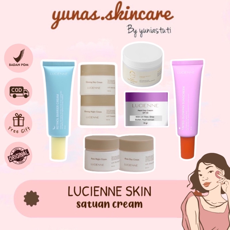 Paket Whitening and Glowing Lucienne tinted glowing sunscreen lucienne pearl day cream retinol night