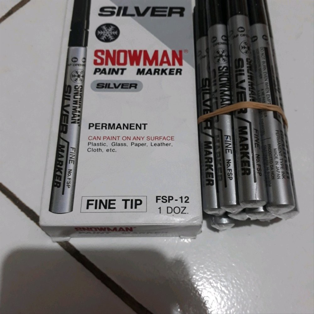 

Langsung Order Spidol Snowman paint marker Silver Fine tip FSP-12 Berkualitas