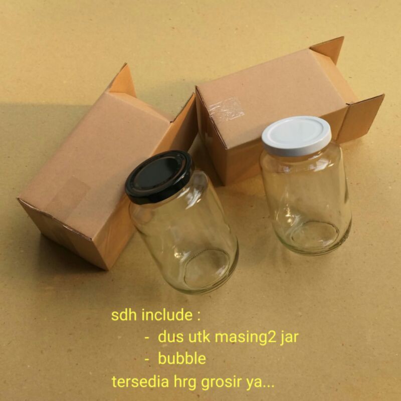 jar kaca 450ml wish in jar dengan led free dus bubble