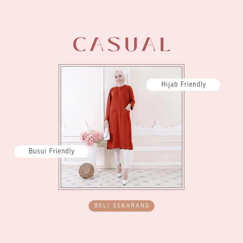 Tunik kaos polos | busui hijab friendly PREMIUM TEBAL