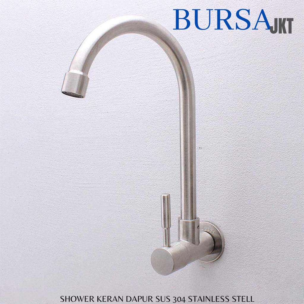 KERAN DAPUR WASTAFEL FAUCET CUCI PIRING CUCI TANGAN STAINLESS STEEL SUS304 ANTI KARAT MODEL ANGSA TANAM