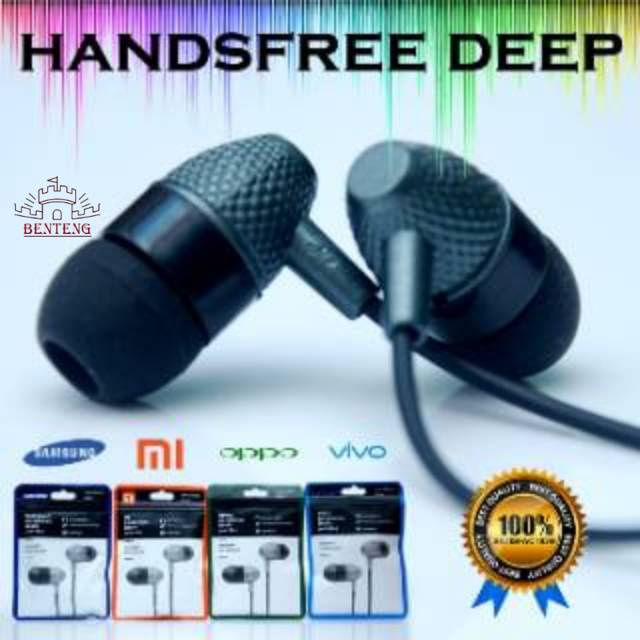 Handsfree Headset Ultra Deep Branded + Mic Kualitas Suara Mega Bass