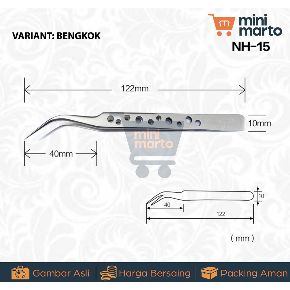 Pinset Tweezer Nagaraku For Eyelash Extension Bulu Mata Pinset Bengkok atau Pinset Lurus - Minimarto