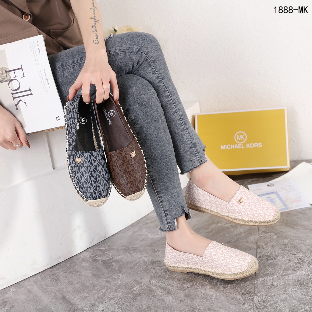 Sepatu Loafer Espadrille #1888-Mk Semi Platinum Kulit Ada Box