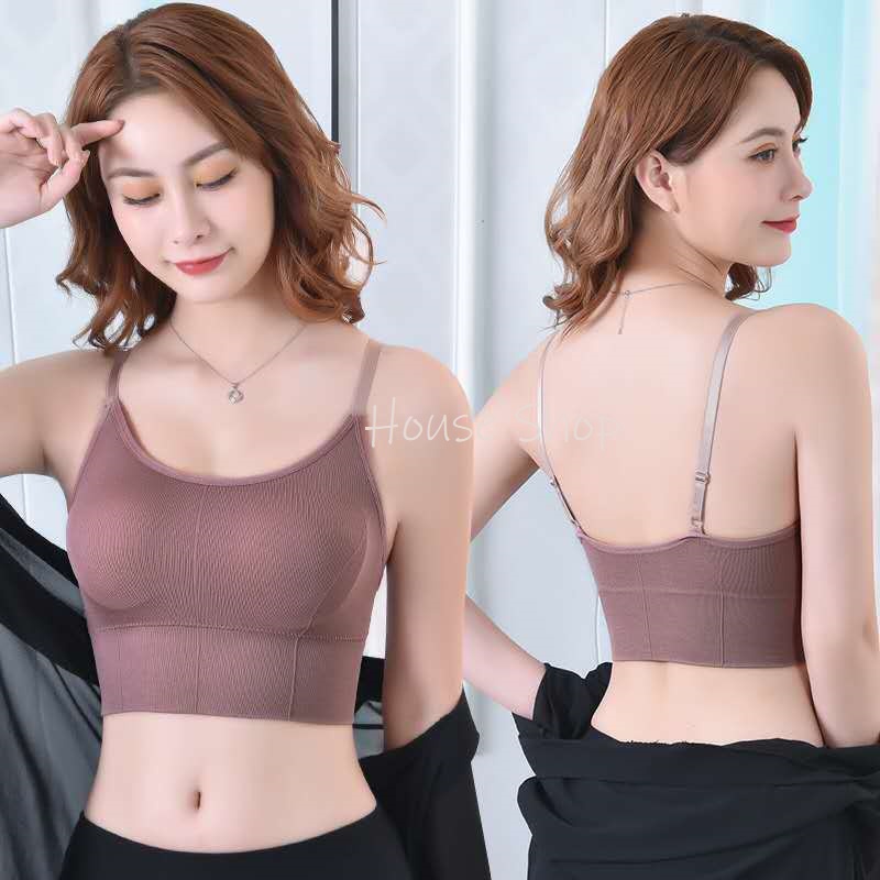 HS-0057 Sport Bra Wanita Tank Top Seamless Tanpa Kawat Elastis Sexy dengan Busa Kualitas 636