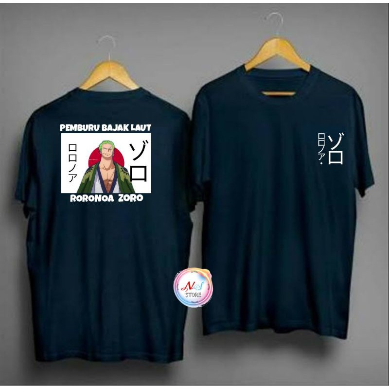 Kaos Anime One Piece Roronoa Zoro Wano Navy Soft Murah