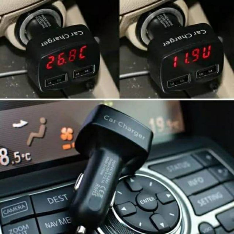 Charger 4 in 1 mobil motor Honda PCX supra  Yamaha freego Lexi Scoopy LED ampere carjer hp charger