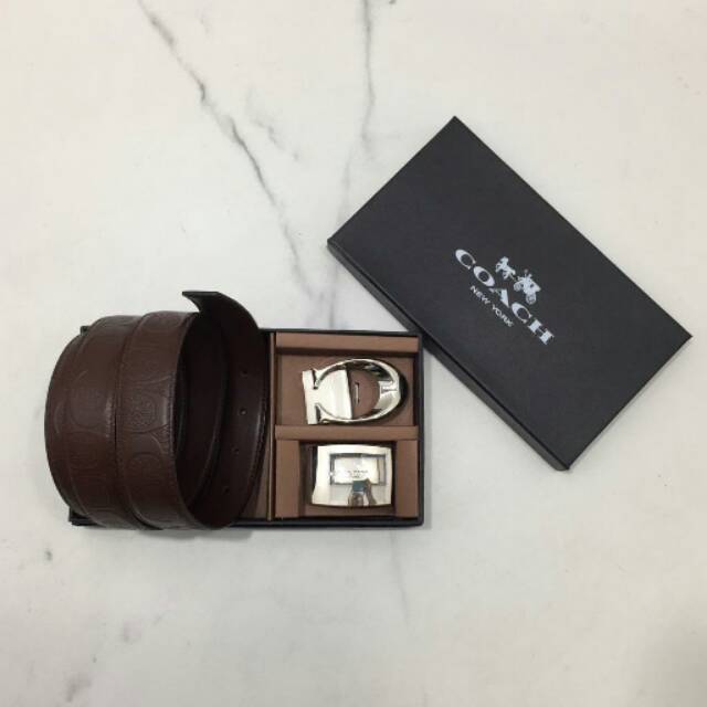 Coach women cewek belt ikat pinggang gift set kado box cokelat hitam ORI ORIGINAL