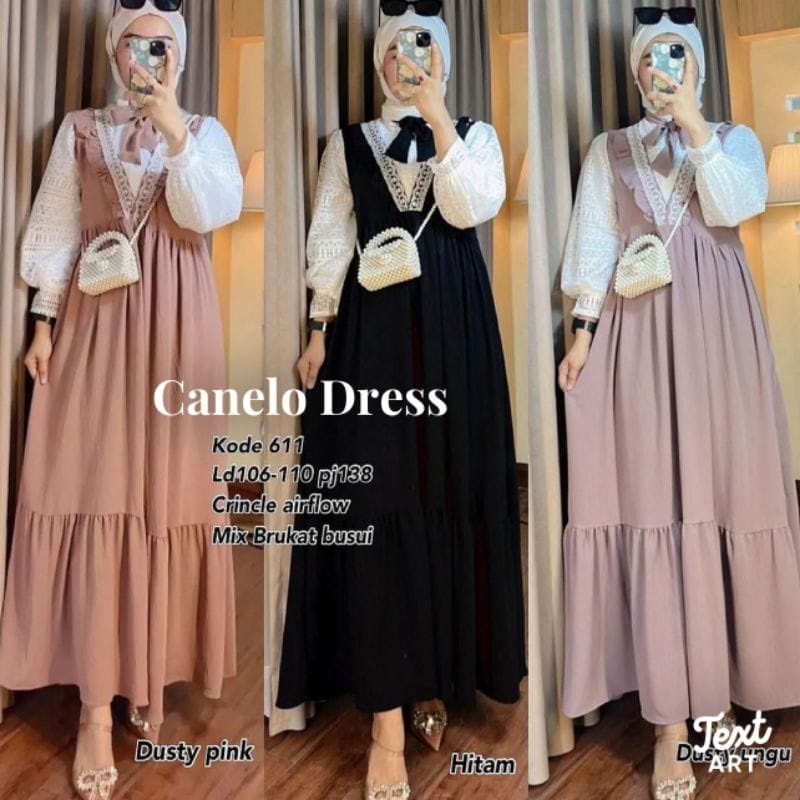 Canelo dress / brukat malika / gamis maxy cantik terbaru terlaris termurah