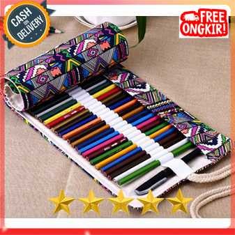 

Bohemian Tas Pensil Gulung Canvas 48 Slot 20.5x60cm - EN-71 Kostak - Multi Warna