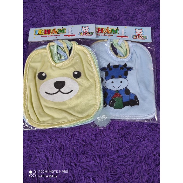 PAKET 3pcs SLABER BAYI/CELEMEK BAYI/TATAKAN LIUR DAN MAKAN BAYI, 2LAPISAN