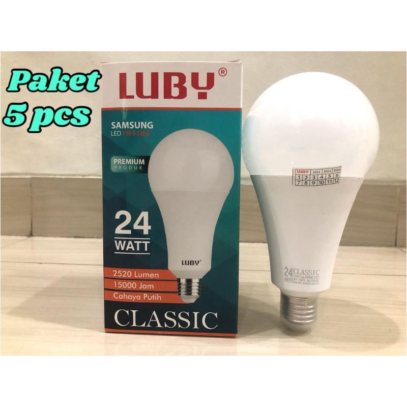 BOHLAM LED LUBY CLASSIC CAHAYA PUTIH PAKET 5 PCS 24 WATT