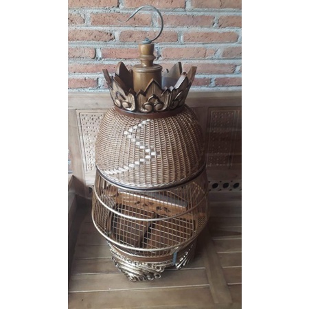 sangkar perkutut rajut mahkota ukir