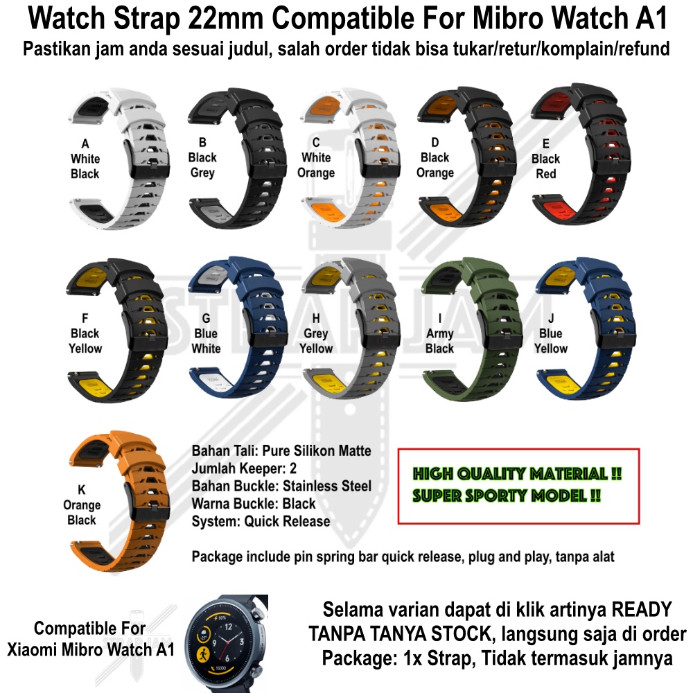 GTO Tali Jam Tangan Mibro Watch A1 - Strap 22mm Rubber Silikon Keren