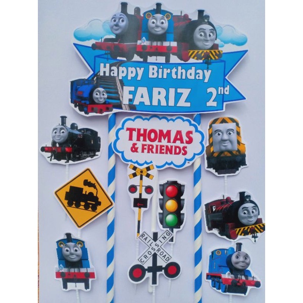 TOPPER CAKE - HIASAN KUE ULANG TAHUN KHITANAN GAMBAR THOMAS AND FRIENDS BISA CUSTOM NAMA