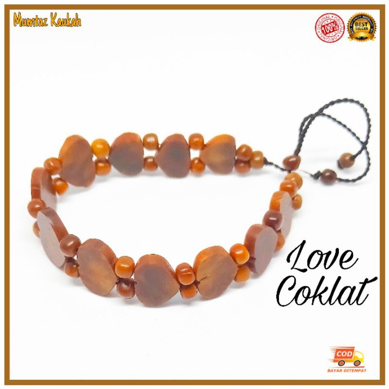 Gelang kaukah love coklat / gelang kaokah / gelang koka / gelang kokka / gelang kaoka / gelang kauka