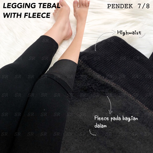 Legging Tebal Fleece Pendek 7/8 Wanita Import Premium Melar Jumbo