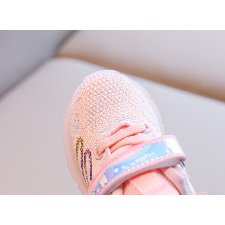 Sepatu Sneakers Anak Perempuan Terbaru IMPORT LED Motif HELLO RABBIT  028