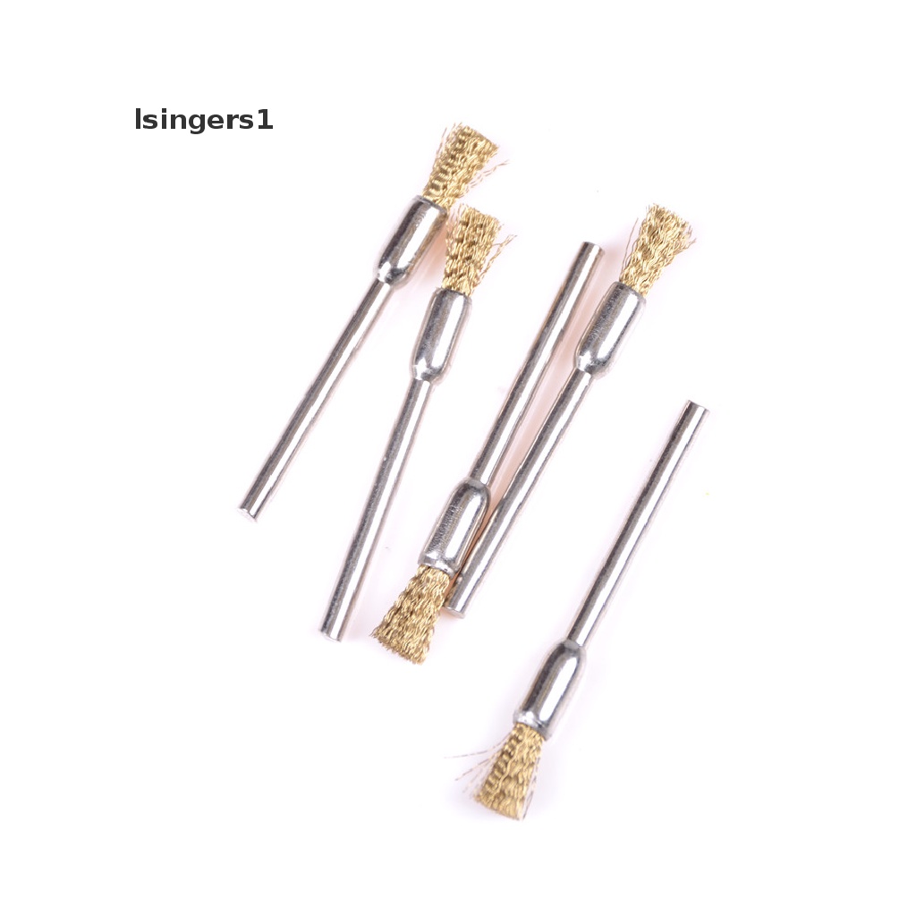 (lsingers1) 5pcs / Set Mata Bor Brush Kawat Kuningan Shank 3mm X 5mm Untuk Poles / Pembersih