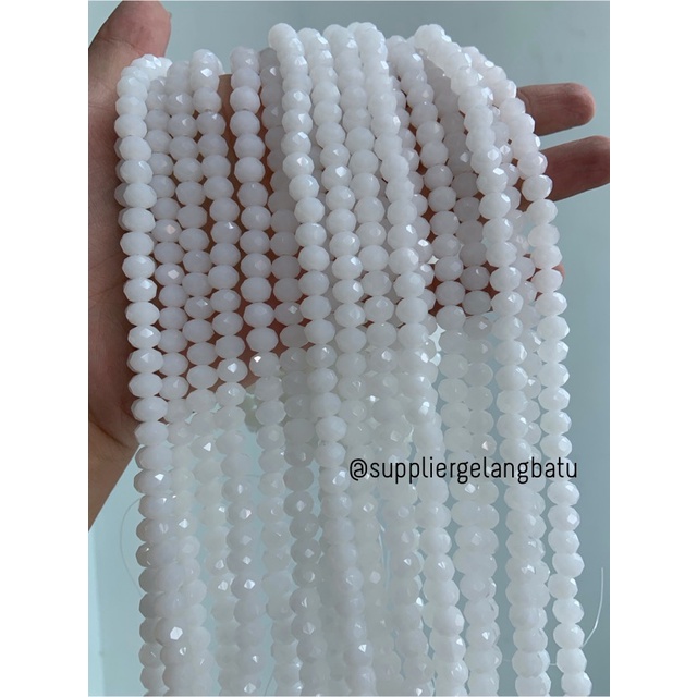 Crystal Ceko Doft 8mm Putih Doff bahan aksesoris beads manik donat