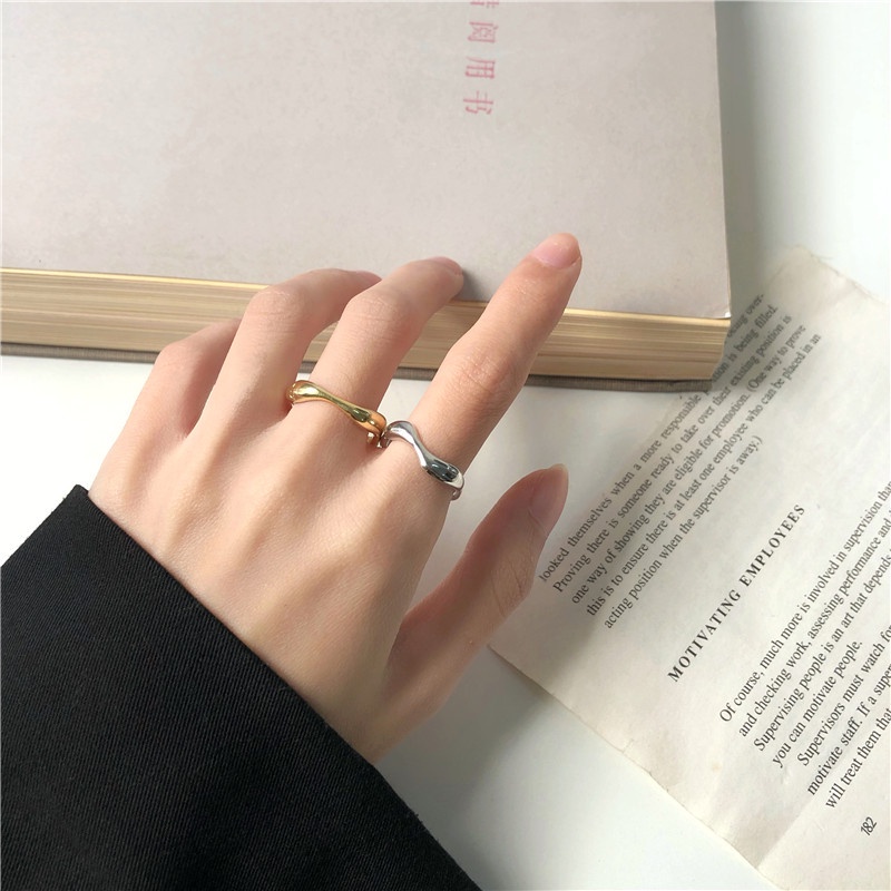 Korean Style Simple Ins Retro Wave Ring for Women Rings