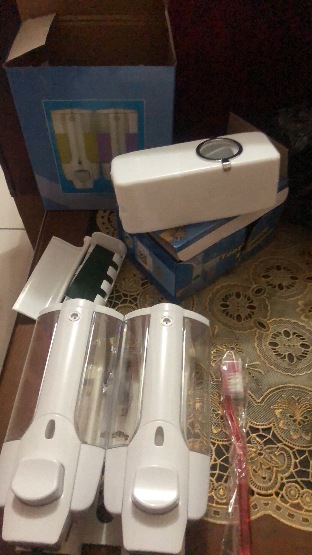 Paket Dispenser Sabun Key Lock 2in1 Tempat Sabun Cair & Shampo - Tempat Odol & Tempat Sikat Gigi