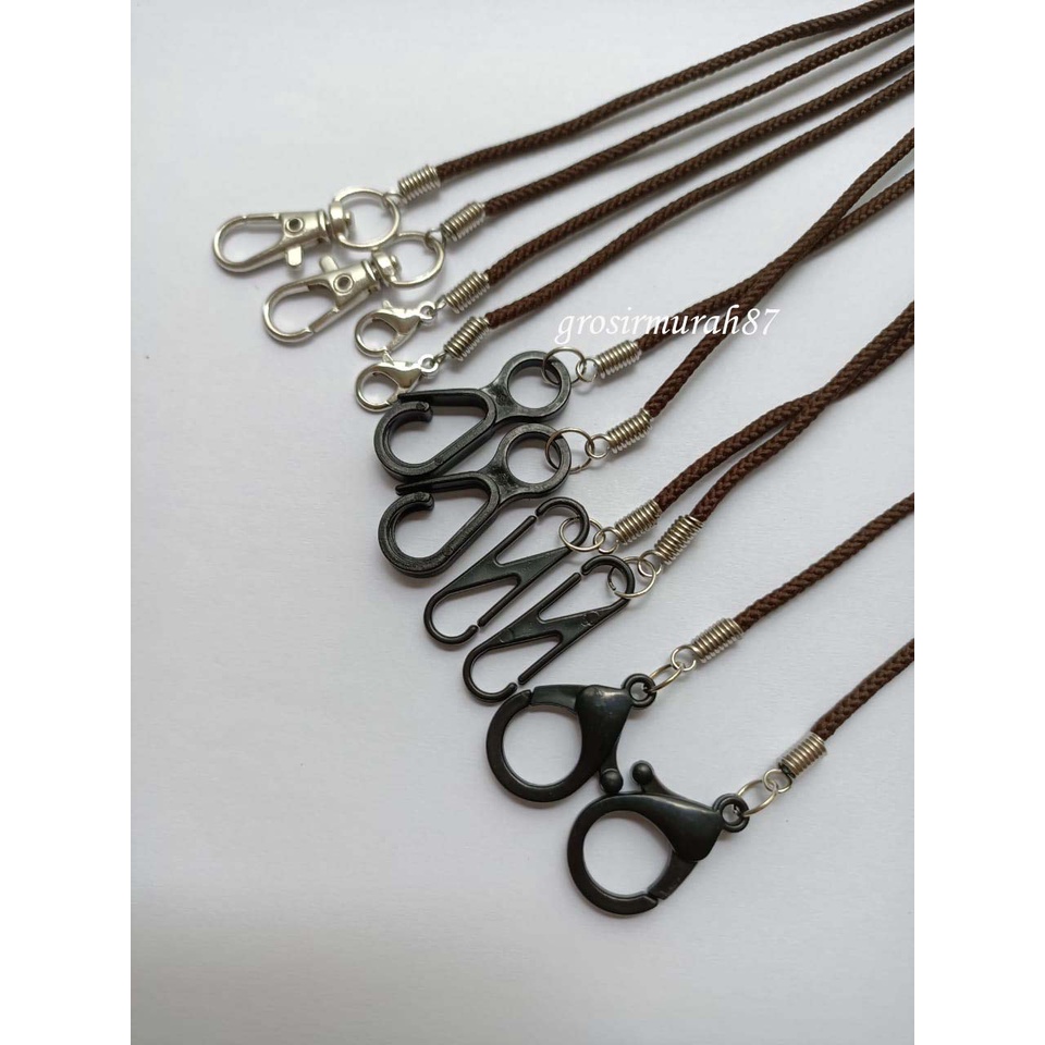 Tali masker dewasa lanyard kalung masker non elastis warna coklat tua ready stok cantolan kokot cantolan besi atau plastik