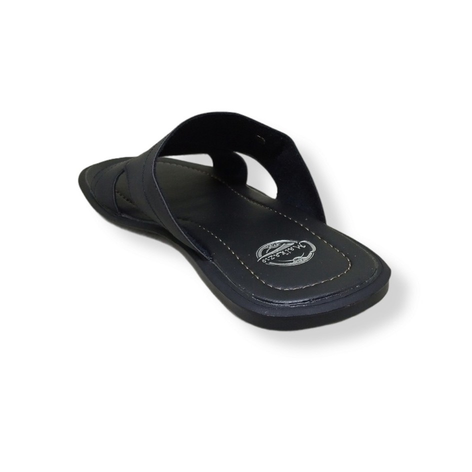 sandal pria kulit black slide glamor MLZ-05 sendal cowok laki2 ukuran besar/jumbo- big size 44-47