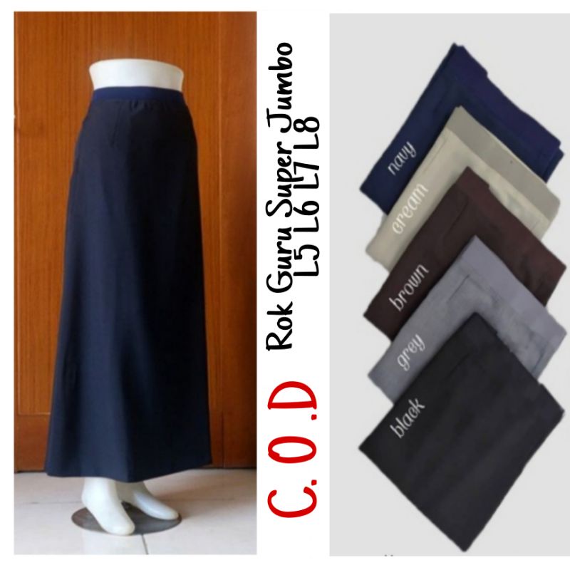 BAWAHAN WANITA ROK GURU SUPER JUMBO ROK PAYUNG PINGGANG KARET L5 L6 L7 L8