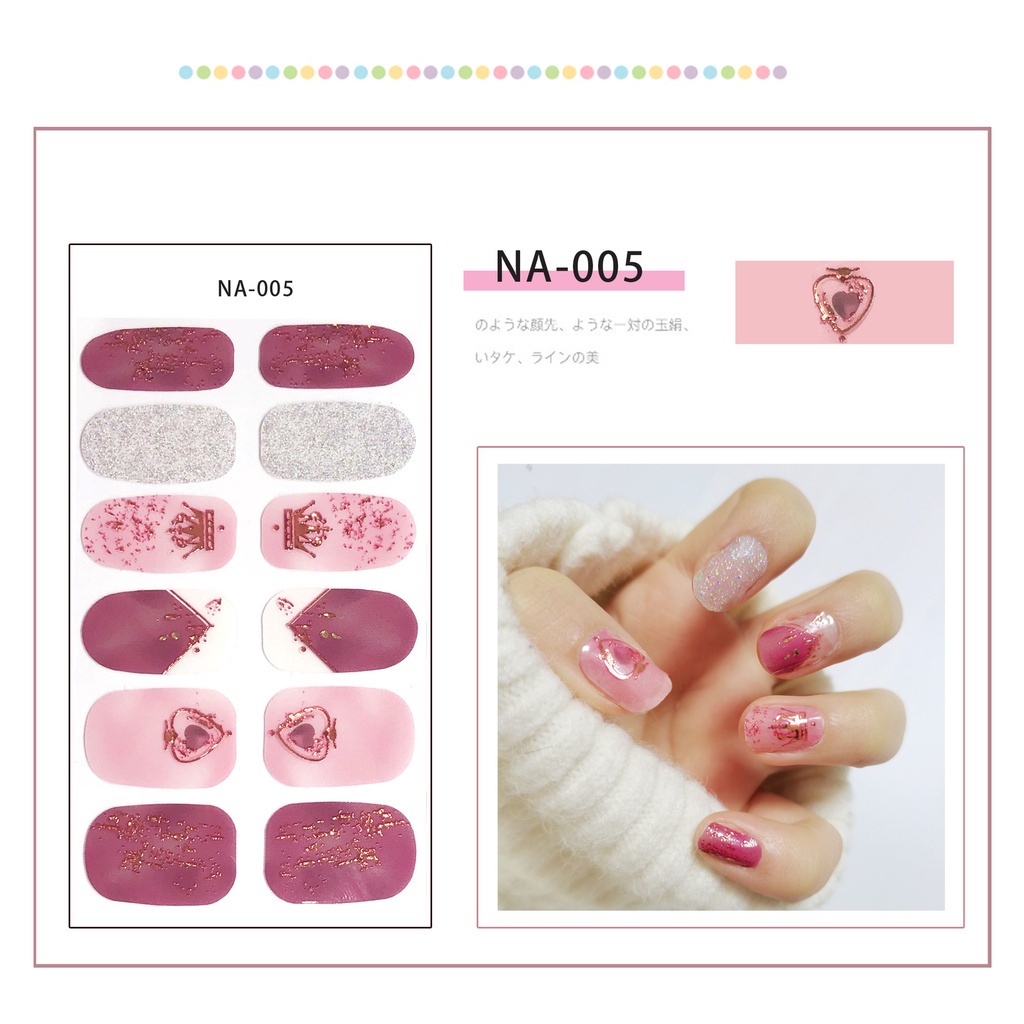 Na001-020 12pcs / Lembar Stiker Kuku Palsu 3d Bronzing Untuk Nail Art Diy