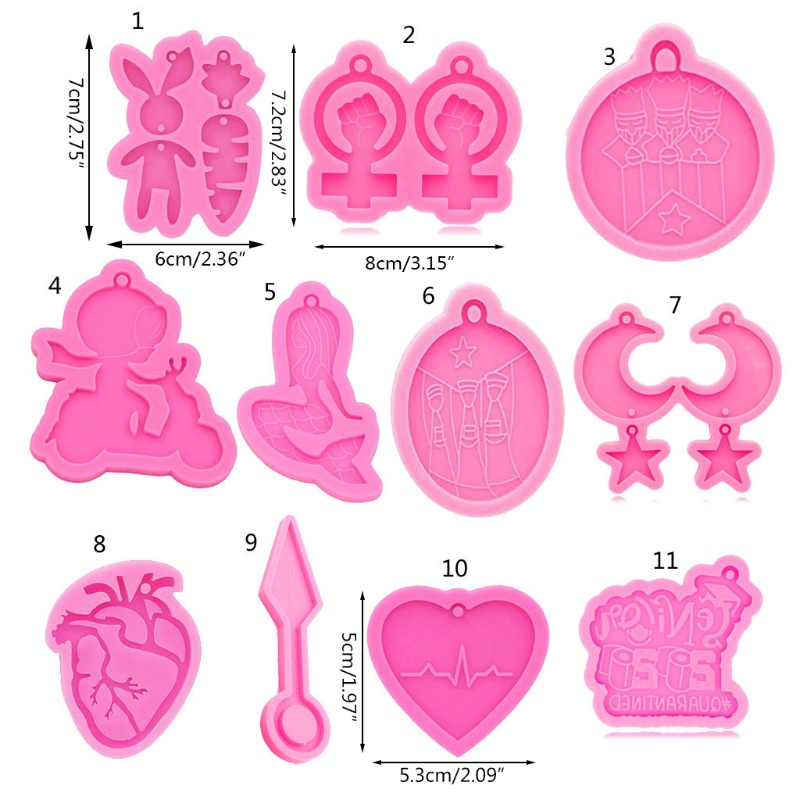 SIY  Silicone Keychain Mold Resin Silicone Rabbit Heart Moon Star Earrings Pendant  Mold DIY Keychain Decor Resin Mold Tools