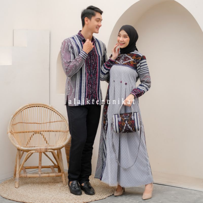 COUPLE TENUN SASMAYA 02 KEMEJA TENUN DAN GAMIS TENUN IKAT