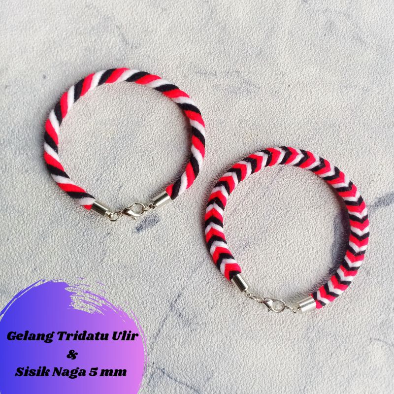 Gelang Tridatu Tebal 5 mm / Gelang Tridatu Cantelan / Gelang Tridatu Sisik Naga / Tridatu Khas Bali / Craft Dewata