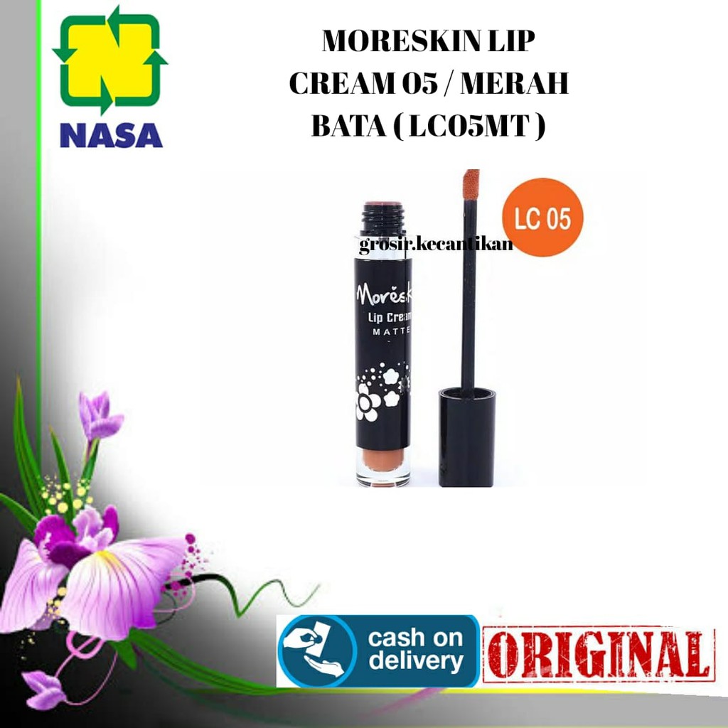 COD / Moreskin Lip Cream 05 ( Merah Bata ) / Lipstik Tahan Air / Termurah / Lipstik Moreskin