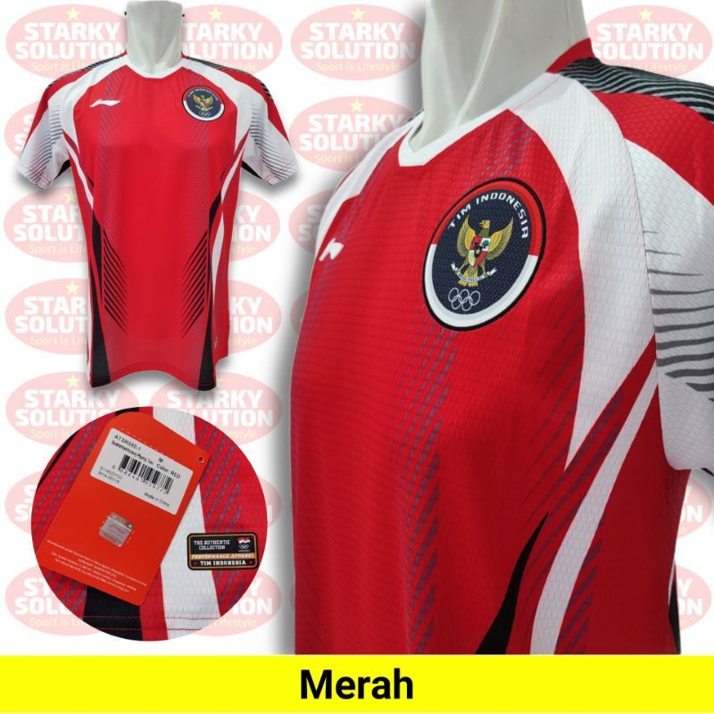 BAJU JERSEY INDONESIA OLIMPIADE TOKYO 2020 2021 LINING ORIGINAL - MERAH