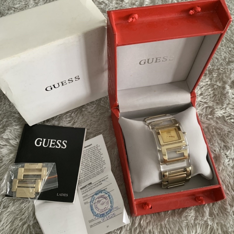Jam Tangan Wanita Guess Transparant Gold Original Preloved
