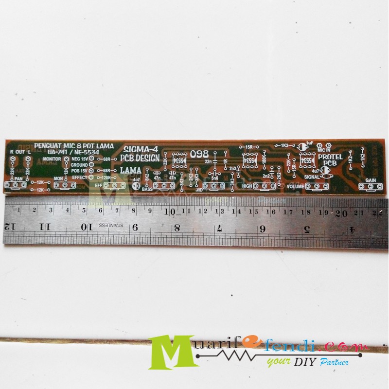PCB mixer penguat mic 8 potensio kanal LM741 NE5534 LAMA 098