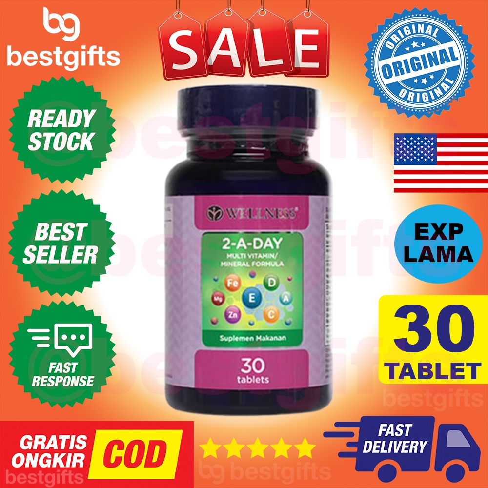 WELLNESS 2 A DAY MULTIVITAMIN MINERAL FORMULA MULTI VITAMIN ANTIOKSIDAN VIT A C E ZAT BESI 30 TABLET