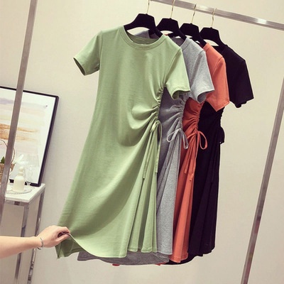 Rok Panjang T-shirt Dress Cantik Rok Ramping Langsing Tampak Kurus Rok Fashion Kasual Santai Rok Dress Korean Style