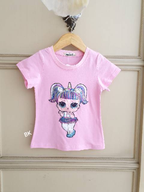 81164-66 KAOS LAMPU LOL LED UNICORN / KAOS LOL ANAK IMPORT TEBAL MURAH MERAH HITAM PUTIH