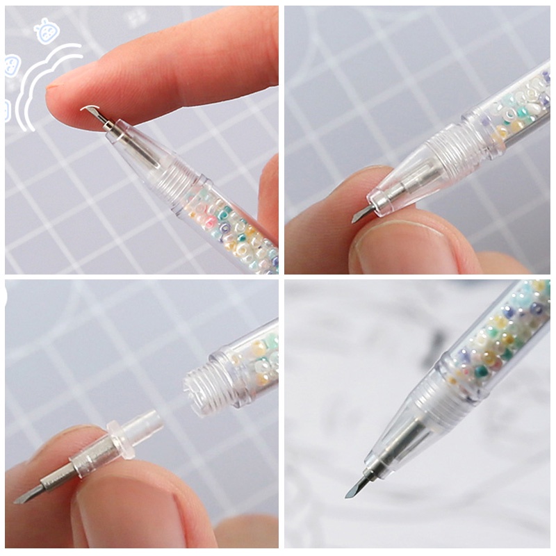 INS Creative Quicksand Engraving Pen Knife Cute Acrylic Bubble Pen Cutter