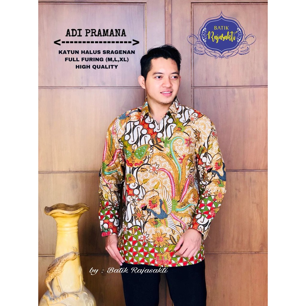 ADI PRAMANA RAJASAKTI KEMEJA BATIK SOLO PRIA LENGAN PANJANG PENDEK LAPIS FURING ATASAN PREMIUM MODERN KATUN HALUS